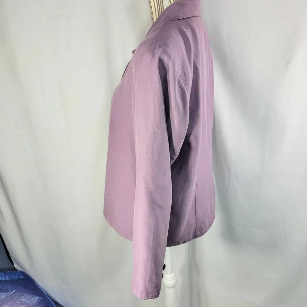 Andrea Viccaro Silk & Linen Purple Four Button Blazer Size Medium - Picture 3 of 7